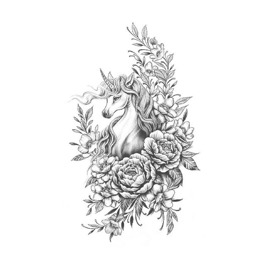 Floral Unicorn Tattoo