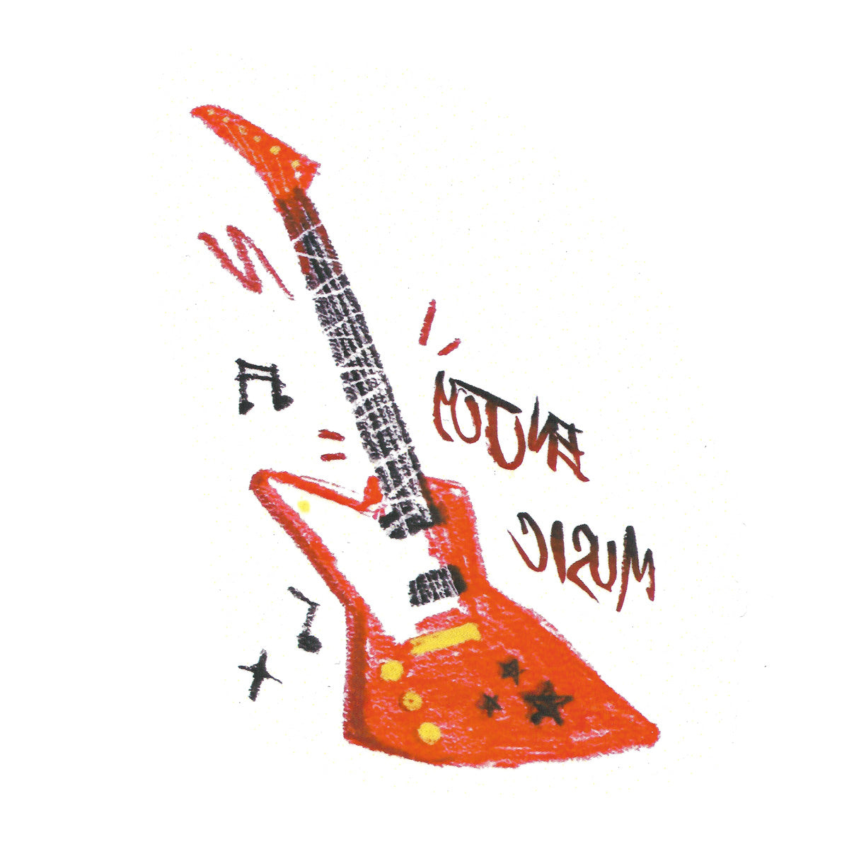 Red Guitar Sketch Tattoo